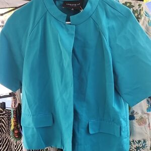 Lafayette 148 New York Teal Short Sleeve Blazer